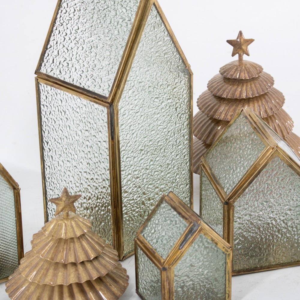 Metalen windlicht huisje