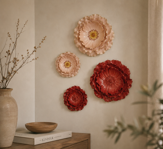 Wandbloem Scarlet | Burgundy | Beschikbaar in 2 maten Geluk in bloei
