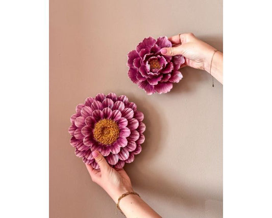 Wanddecoratie keramische bloem | Paars Geluk in bloei