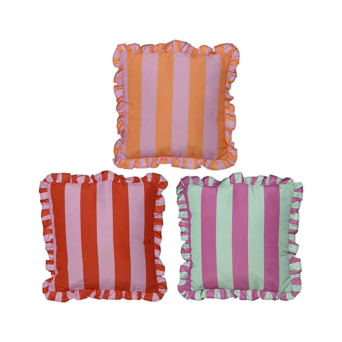 Buitenkussen Roezel streep | 45x45 cm Geluk in bloei
