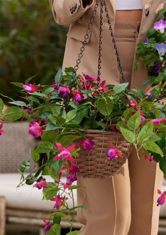 Fuchsia zijden hangplant 70 cm | Fuchsia Geluk in bloei