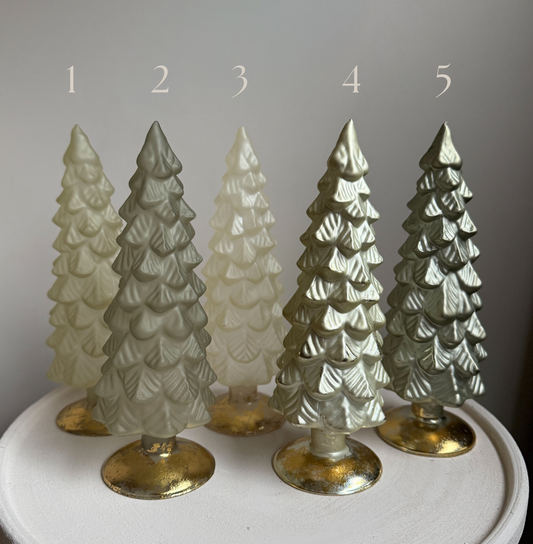 Glazen kerstboompjes | Groentint 25 cm x Ø 9 cm