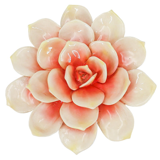 Wanddecoratie keramiek bloem | Roze & Geel Geluk in bloei