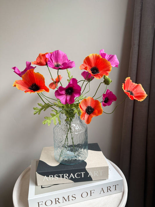 Boeket Poppy inclusief vaasje Ruby Geluk in bloei