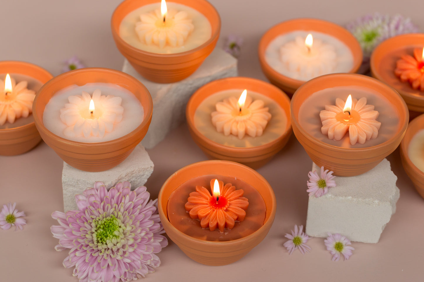 Flower bowl outdoor kaars | Diverse kleuren Geluk in bloei