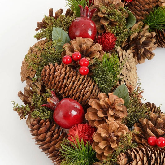 Kerstkrans Landon met dennenappels | Ø45 cm Geluk in bloei