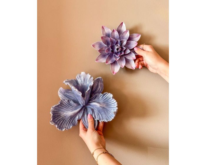 Wanddecoratie keramiek bloem | Licht blauw Geluk in bloei