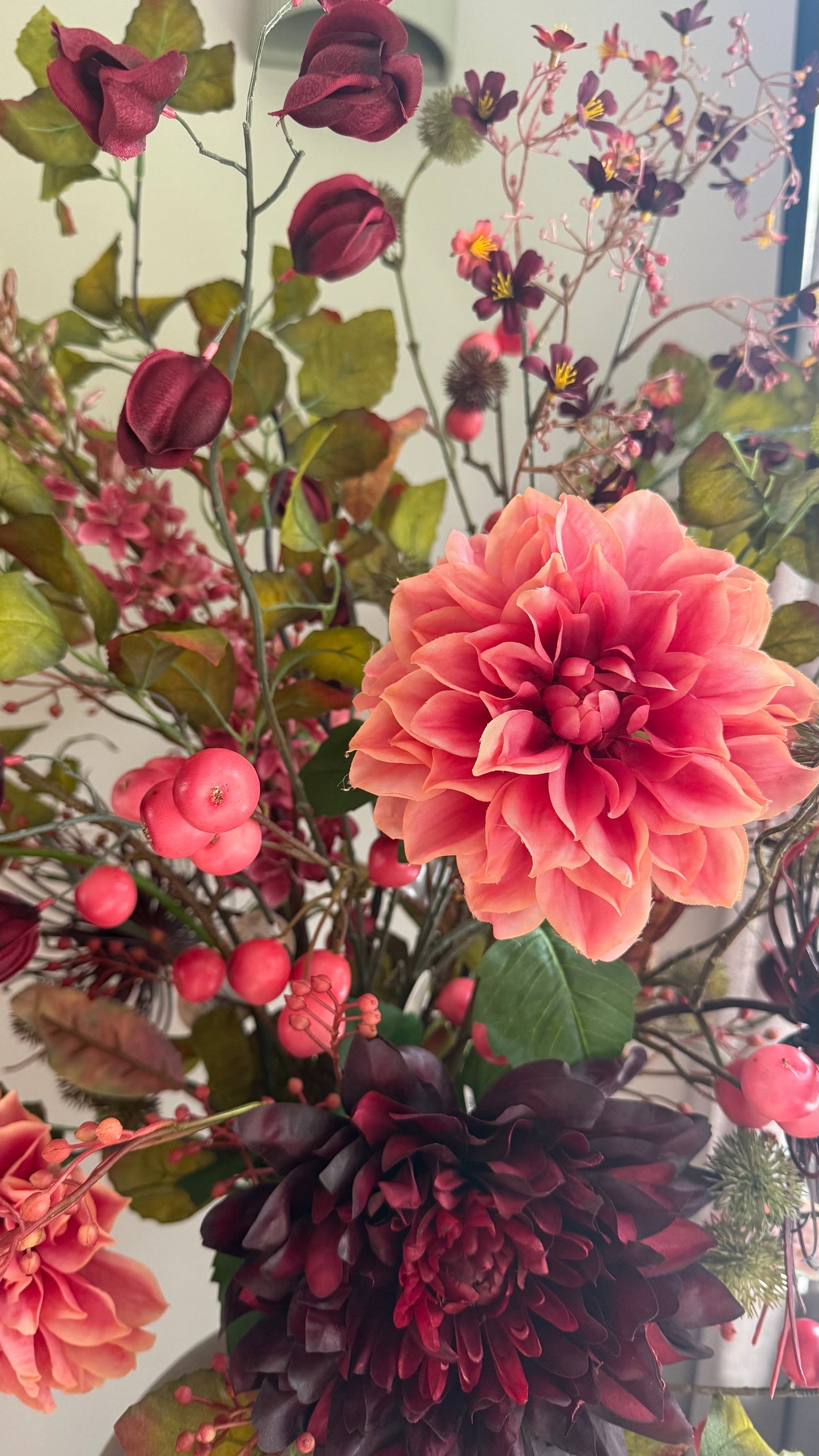 Boeket Romée | XL zijden herfstboeket inclusief vaas Geluk in bloei
