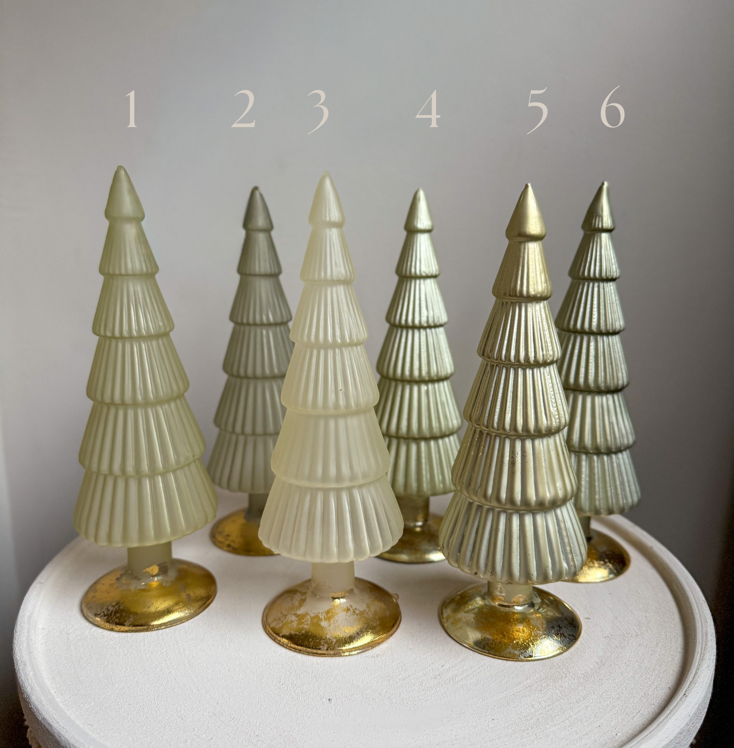 Glazen kerstboompjes | Groentint 25 cm x Ø 9 cm