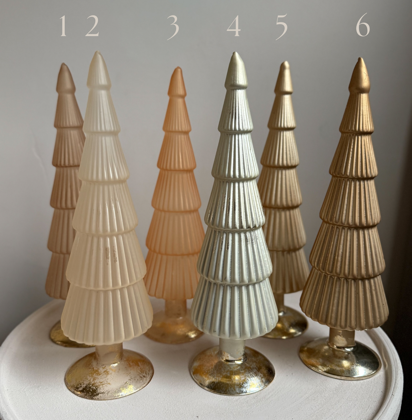 Glazen kerstboompjes | Zand/goudkleurige tint 30 cm x Ø 10 cm