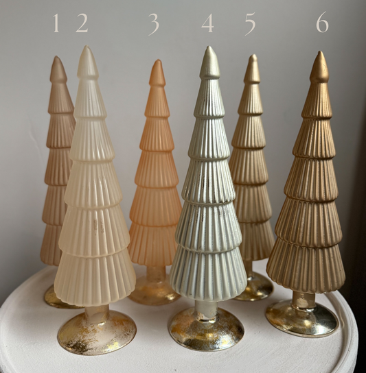 Glazen kerstboompjes | Zand/goudkleurige tint 30 cm x Ø 10 cm