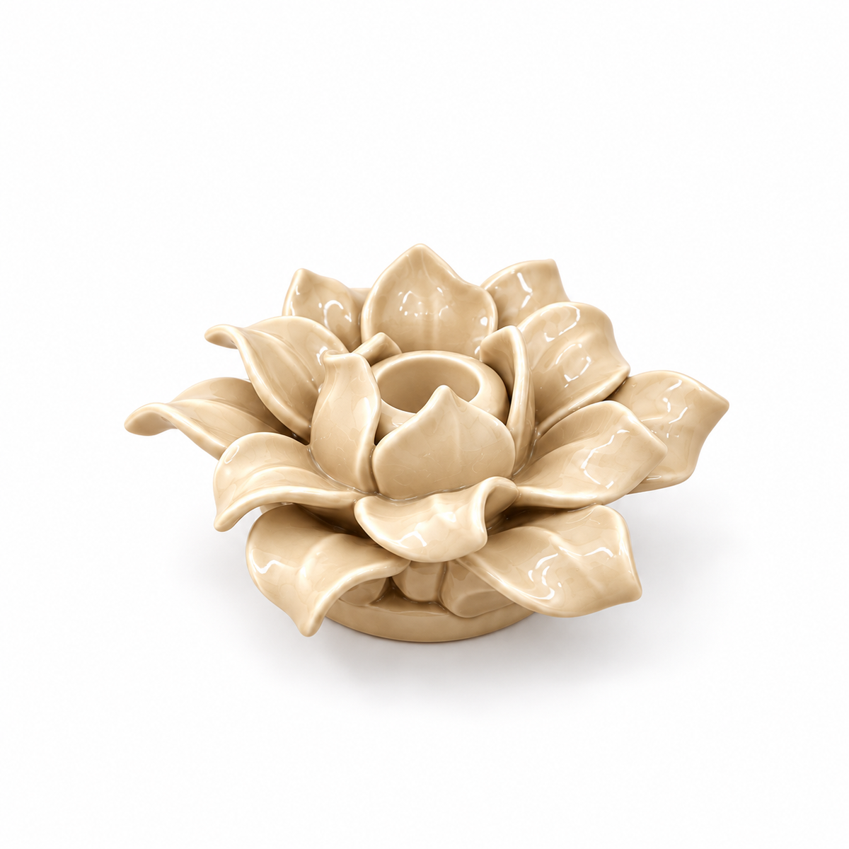 Keramieken kaarshouders & waxinelichthouders | Dahlia, Margriet en Roos | Beige Geluk in bloei