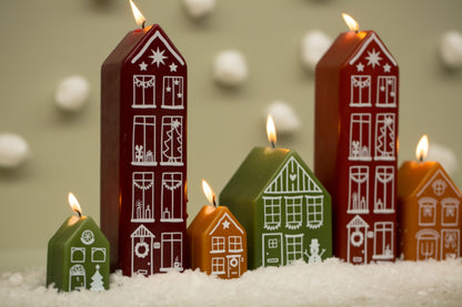 Kaars kersthuisje advent | Aubergine