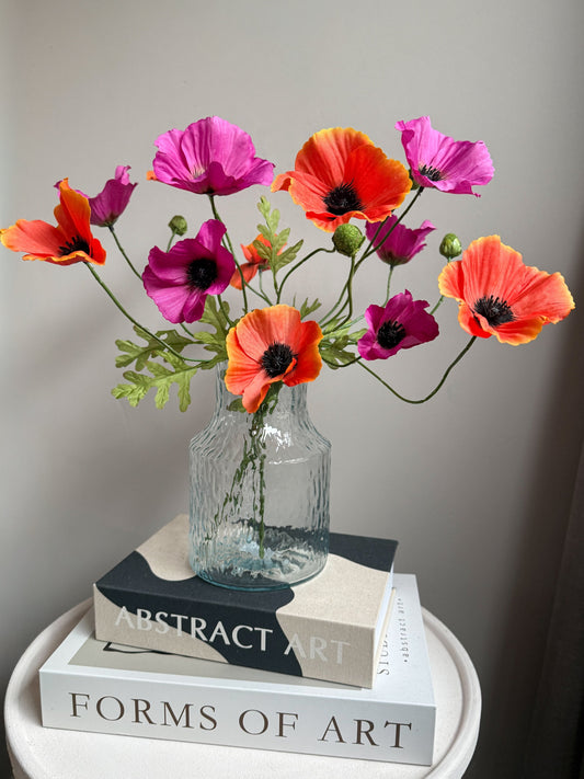 Boeket Poppy inclusief vaasje Ruby Geluk in bloei