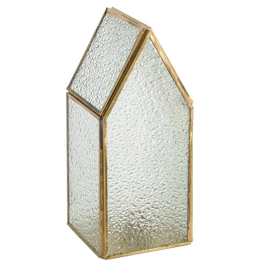 Metalen windlicht huisje