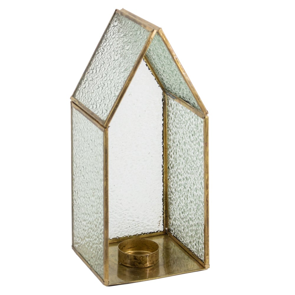 Metalen windlicht huisje