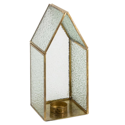 Metalen windlicht huisje