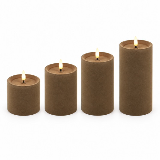 LED kaars Lyon velvet – Taupe | Countryfield Geluk in bloei
