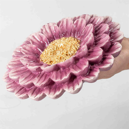 Wanddecoratie keramiek bloem | Paars groot Geluk in bloei