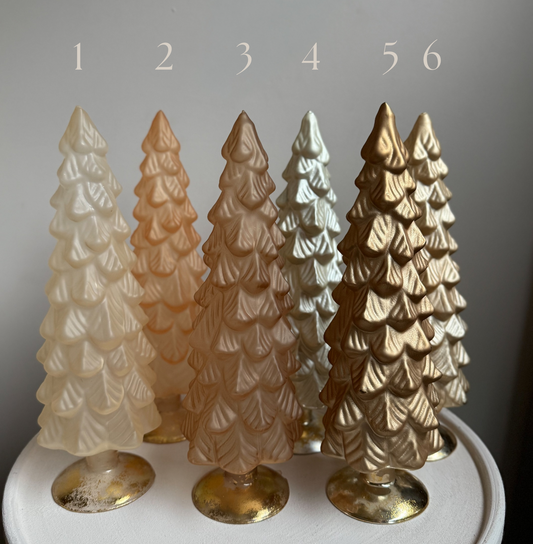 Glazen kerstboompjes | Zand/goudkleurige tint 30 cm x Ø 10 cm