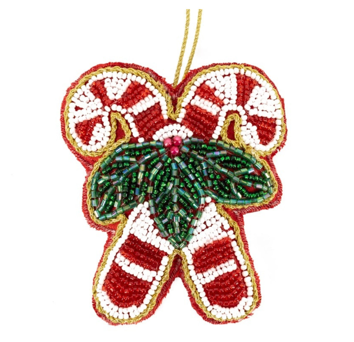 Kersthanger met kralen | Candy cane