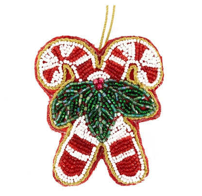 Kersthanger met kralen | Candy cane