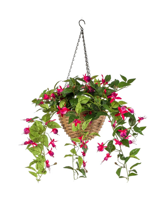 Fuchsia zijden hangplant 70 cm | Fuchsia Geluk in bloei
