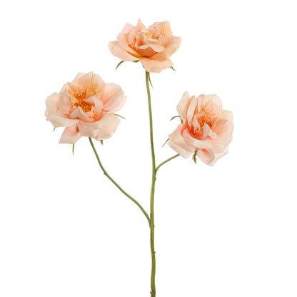 Kunstbloem Roos perzik | 65 cm Geluk in bloei