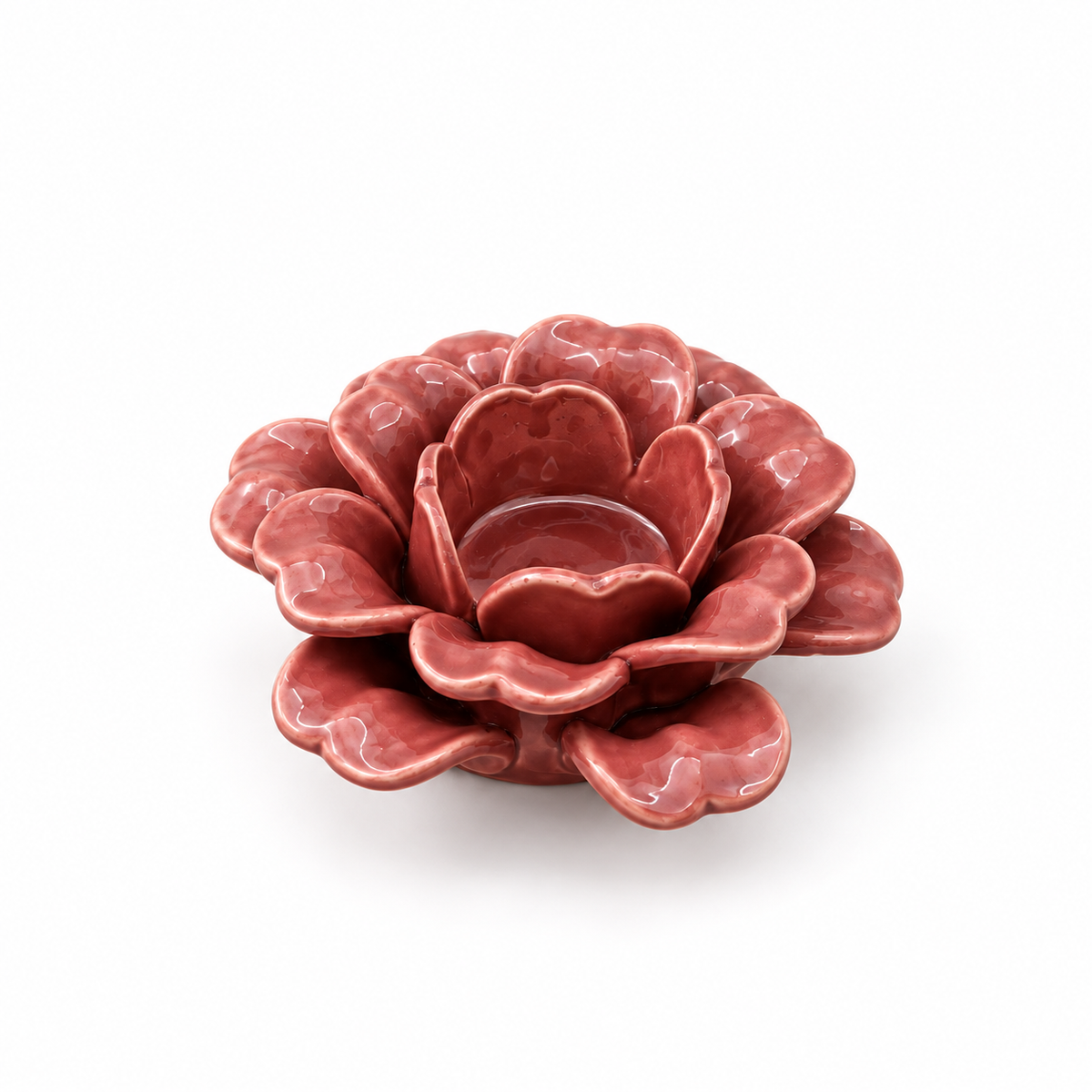 Keramieken kaarshouders & waxinelichthouders | Dahlia, Margriet en Roos | Burgundy Geluk in bloei