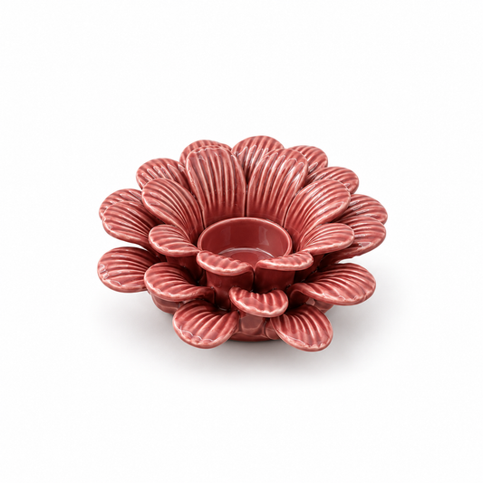 Keramieken kaarshouders & waxinelichthouders | Dahlia, Margriet en Roos | Burgundy Geluk in bloei