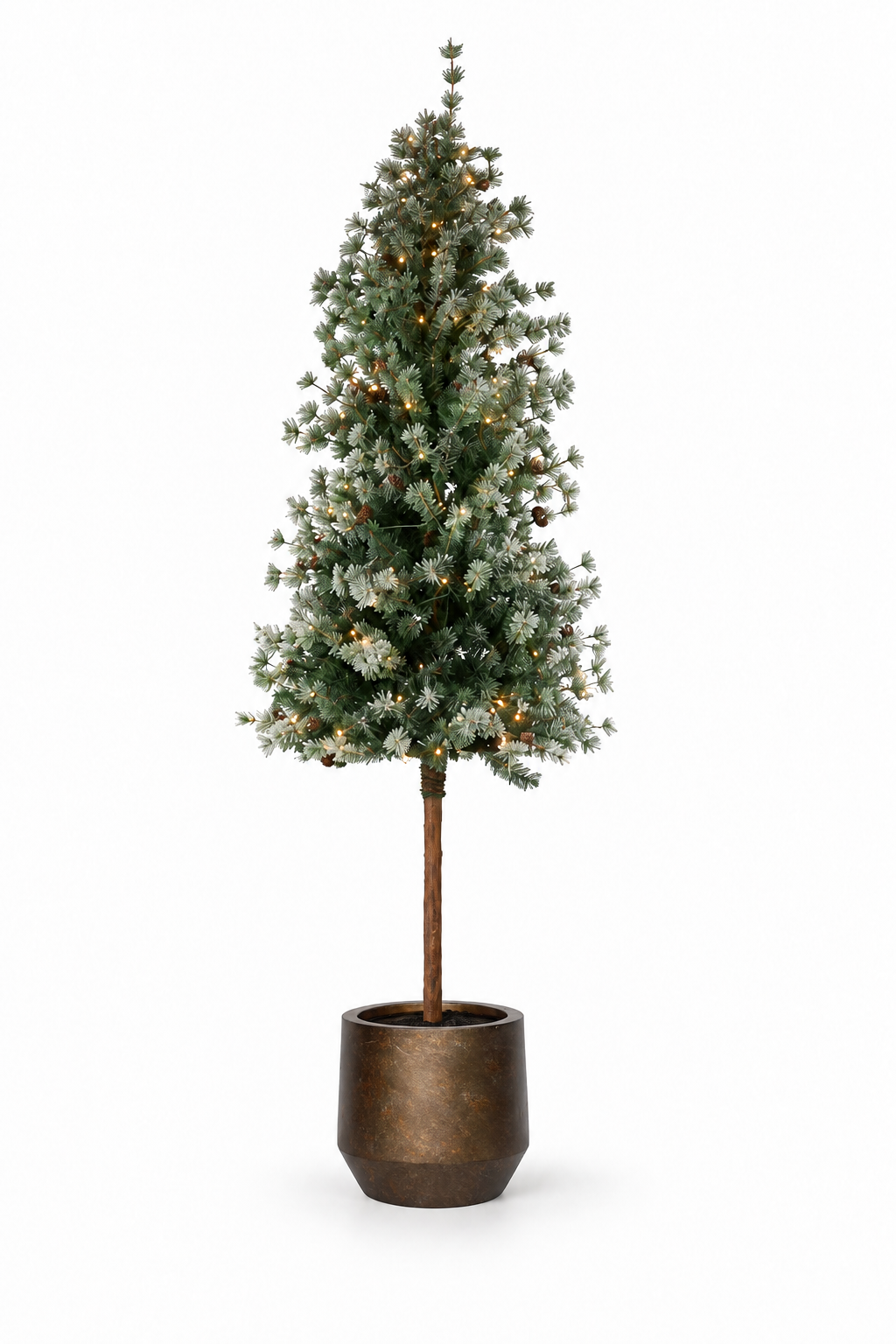 Kerstboomset op stam met LED-verlichting & pot | 210 cm Geluk in bloei