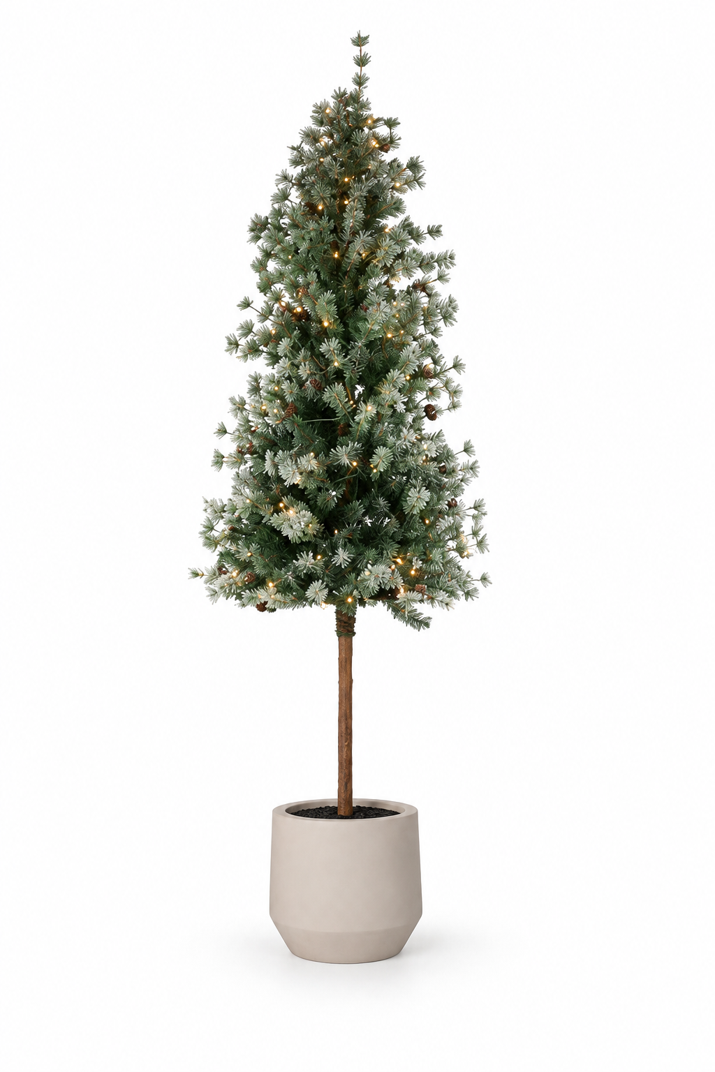 Kerstboomset op stam met LED-verlichting & pot | 210 cm Geluk in bloei