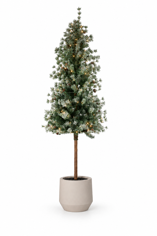 Kerstboomset op stam met LED-verlichting & pot | 210 cm Geluk in bloei