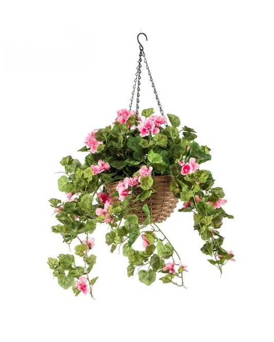 Geranium zijden hangplant 70 cm | Licht roze Geluk in bloei