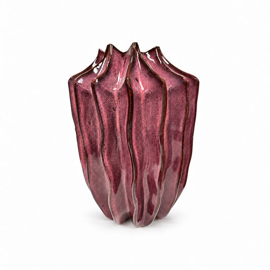 Keramieken vaas Aubergine/Burgundy | 22 × 22 × 30 cm Geluk in bloei