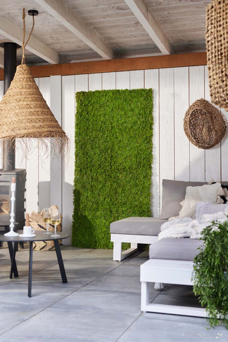 Deluxe Mosschilderij – luxe groene wanddecoratie Geluk in bloei